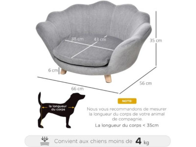 Pure Family - Canapé pour chats et chiens design gris - Taille L