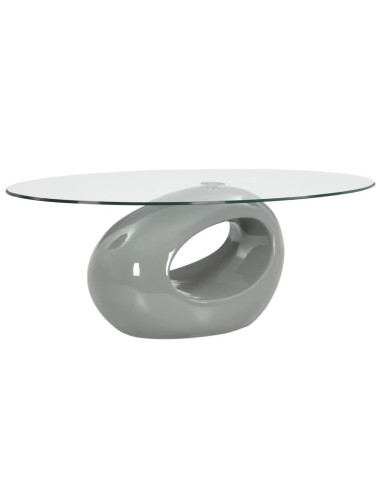 Table basse plateau table verre ovale table basse grise
