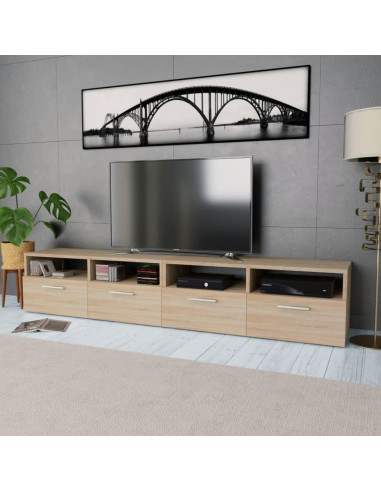 Meuble TV chêne 190 cm meuble téléviseur moderne