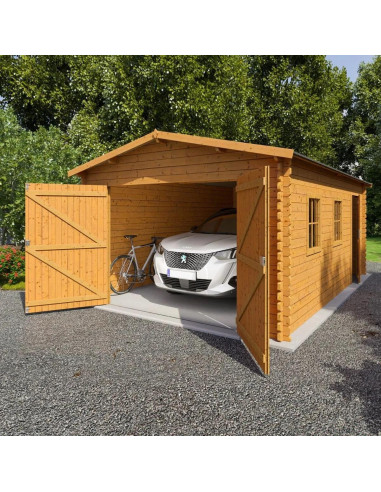 Garage en bois 22,23m² pin traité autoclave Garage en bois