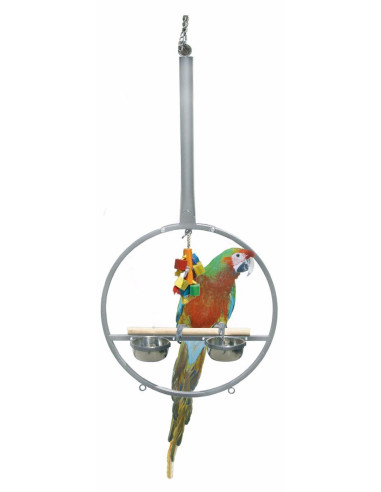 Grand perchoir à suspendre 120 cm perroquet aire de jeu Platinum (Gris clair - blanc)