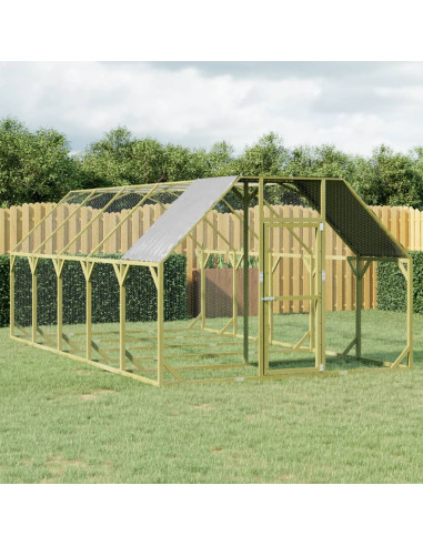 Poulailler enclos parc 13,40m² + toit enclos poule en bois grillagé