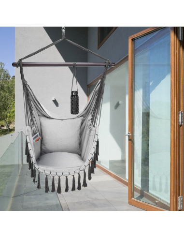 Hamac chaise suspendu grise Chaise hamac à suspendre Hamac de jardin - Ciel  & terre