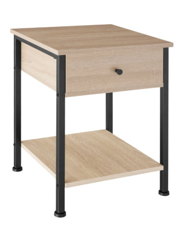 Table de chevet industrielle Table de nuit industrielle Chevet chambre en métal et bois clair