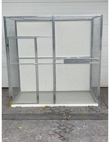 Volière Aluminium 2x1x2 m Arrière fermé avec tiroirs en fond de cage Volière extérieure Volière intérieure