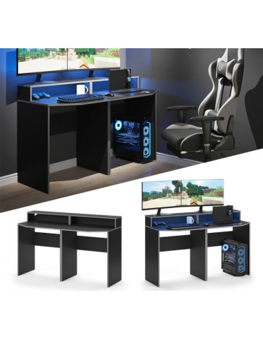 Bureau gaming noir et gris tendance bureau de jeu bureau gamer bureau informatique