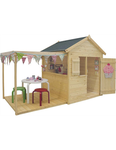 Cabane de jardin avec pergola Maisonnette pour enfant en épicéa maisonnette avec terrasse Maison enfant de jardin