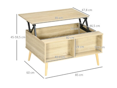 Table basse rectangulaire en bois avec plateau relevable - Cbc-Meubles