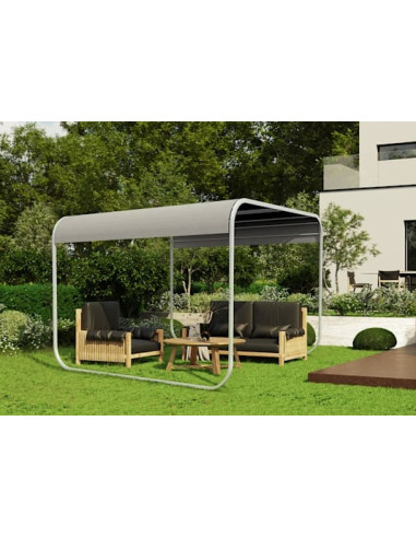 Pavillon de jardin luxueux avec toit ouvrant 3x3m Structure en Inox Tonnelle de jardin design toit gris