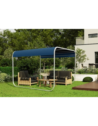 Pavillon de jardin luxueux avec toit ouvrant 3x3m Structure en Inox Tonnelle de jardin design toit bleu