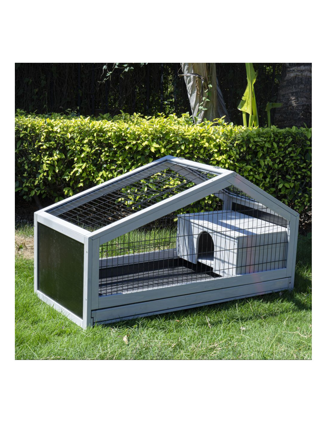 Cage lapin grise Cage cochon d'inde maille anti rongement pin massif - Ciel  & terre