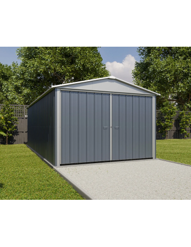 Garage métal anthracite 22,63 m² + kit d'ancrage Garage métallique Garage métal Garage pour voiture Abri garage tôle