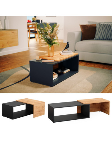 Table basse anthracite et chêne Table basse rectangulaire extensible Table basse moderne