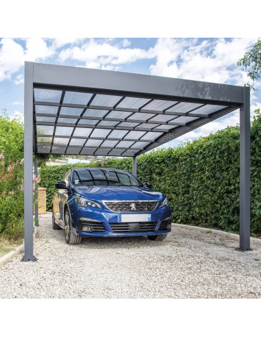 Carport 16,59m² Carport en Aluminium Toit en polycarbonate Fabrication en France