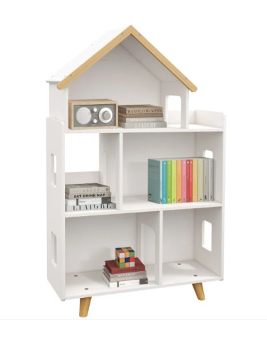 Bibliothèque pour enfants Montessori 3 niveaux étagère à jouets meuble enfant avec 5 compartiments
