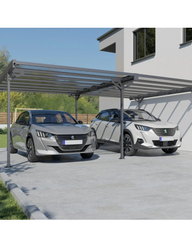 Carport double 30,84m² Carport en Aluminium Toit en polycarbonate Fabrication en France