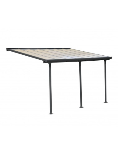 Pergola adossée 4x3m aluminium anthracite Toit de terrasse en polycarbonate