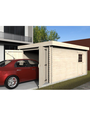 Garage en bois 16,79m² en Sapin du Nord Madrier 28mm Garage en bois Garage bois Garage pour voiture