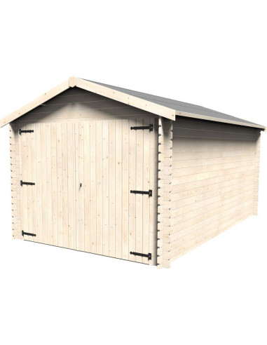 Garage Gamache en bois 15,69m² en Sapin du Nord Madrier 28mm Garage en bois Garage bois Garage pour voiture