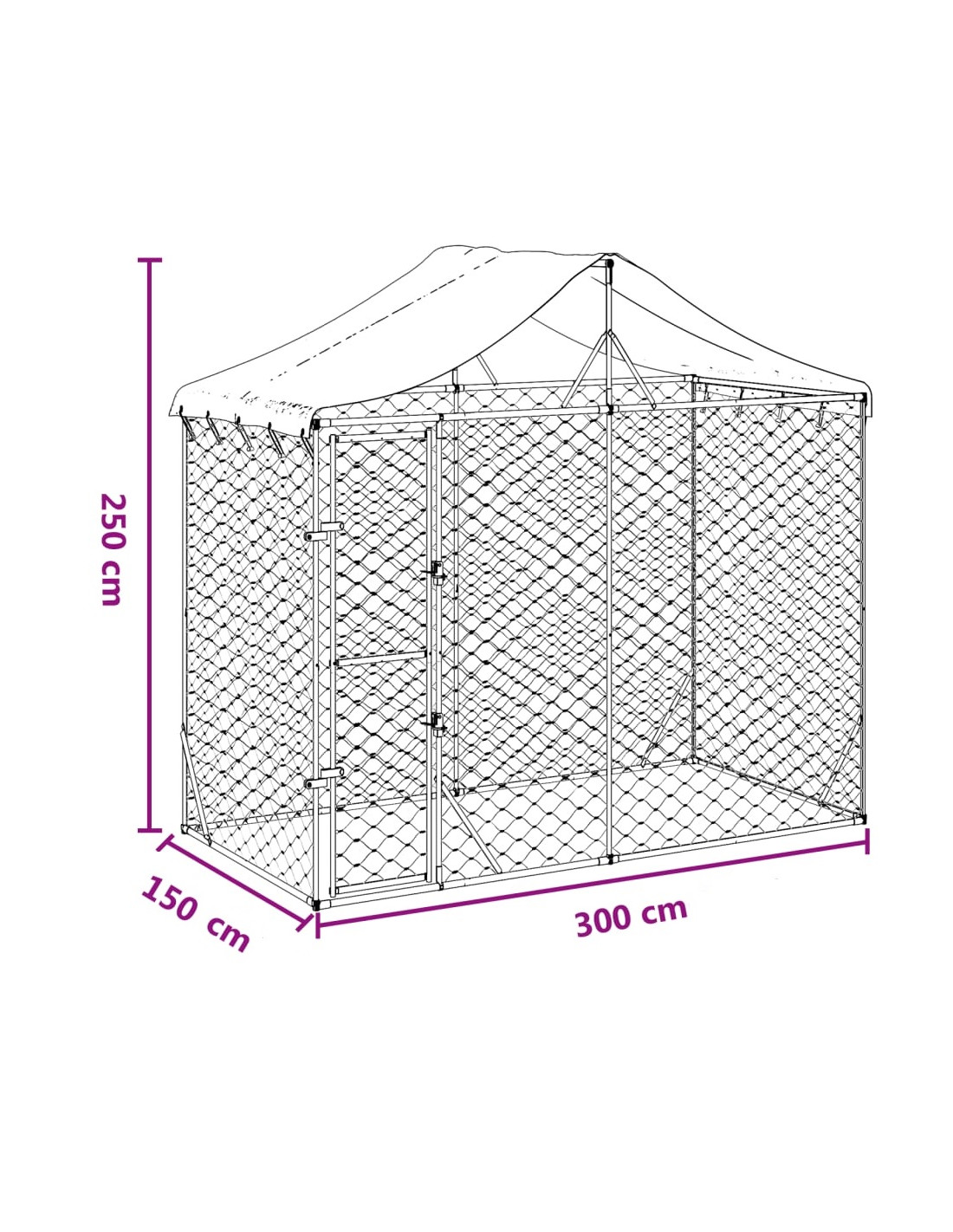 Chenil grillagé avec toit 4,50m² Enclos extérieur galvanisé pour