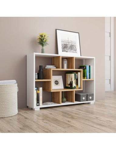 Bibliothèque blanc chêne meuble livres meuble rangement - Ciel & terre
