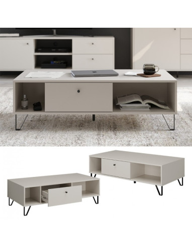 Table Basse Blanc Beige Table Salon Pieds Design Table Basse Rectangulaire Moderne