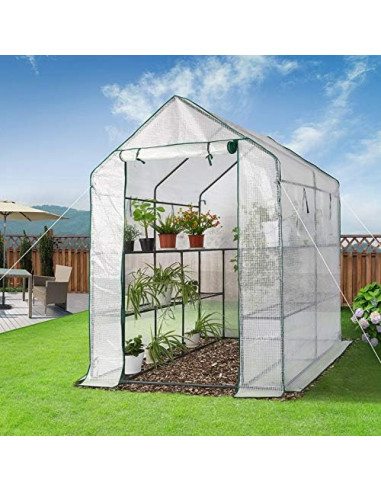 Serre de Jardin avec Etagères 2,78m² Protection Contre le Froid