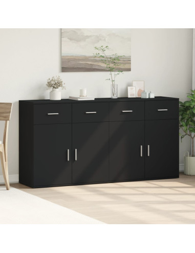 Buffet Noir 4 Tiroirs 4 Placards Buffet Salon Moderne