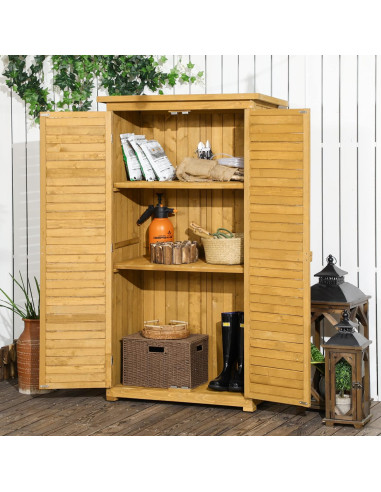 Armoire de Jardin en Bois de Sapin Porte Lamelles Armoire en bois Extérieure