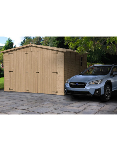 Garage en Bois Pin/Sapin 16,71m² Garage Voiture Abri Voiture Bois Massif