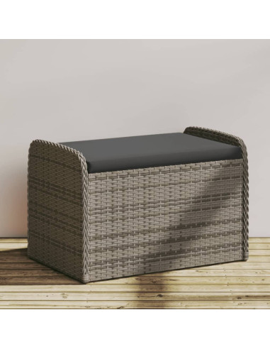 Banc de Jardin avec Coffre Rangement en Résine Tressée Gris 80 cm