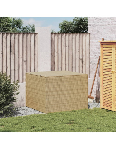 Coffre Rangement Résine Tressée Beige 290L Coffre de Stockage Coffre Extérieur Coffre Jardin