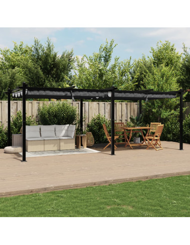 Pergola En Aluminium avec Toit Rétractable Anthracite 6x3 m Tonnelle Terrasse  en Aluminium