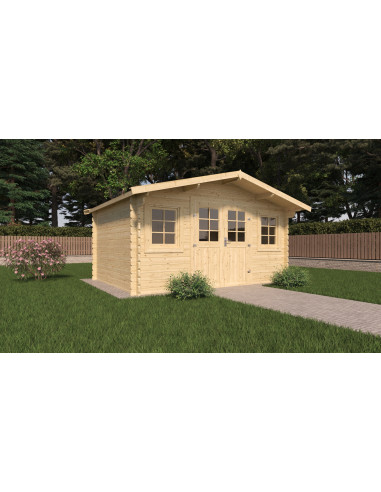 Abri de jardin Double Pente 13,94m² Madrier 34mm en Bois Massif Pin Sylvestre Abri en Bois Stockage